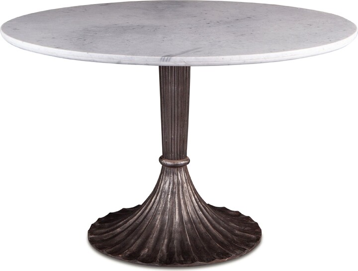 HTD Palm Desert Natural White Marble Dining Table with Deco Iron Base ...