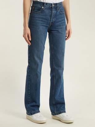 RE/DONE High Rise Straight Leg Jeans - Womens - Mid Blue