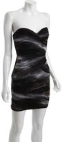 Thumbnail for your product : BCBGMAXAZRIA black combo abstract print mesh 'Winnie' strapless cocktail dress