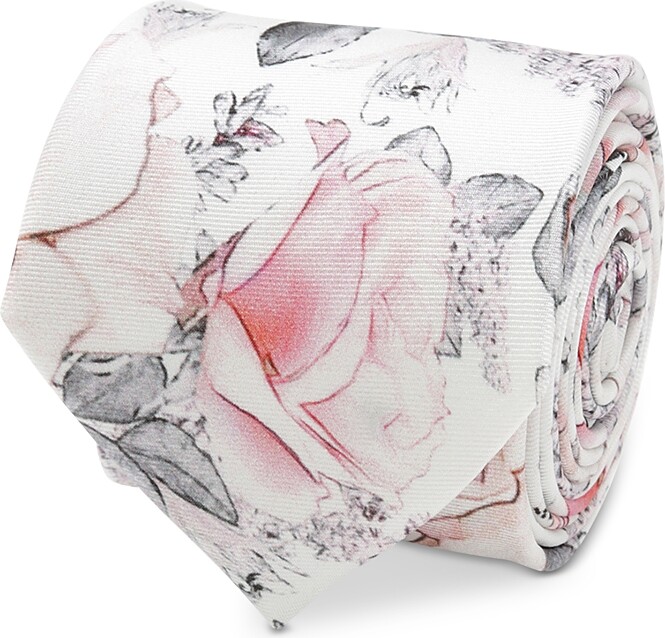 Cufflinks Inc. Painted Floral Gray Silk Tie