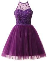 Thumbnail for your product : Cdress Homecoming Dresses Short Tulle Cocktail Prom Gowns Junior Evening Party Dress Halter Beads US