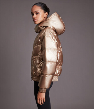 metallic silver bubble coat