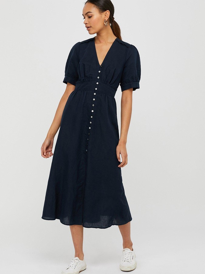 navy linen dress uk