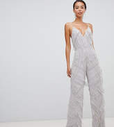 Thumbnail for your product : ASOS Tall EDITION Tall fringe & pearl embellished jumpsuit with wide leg