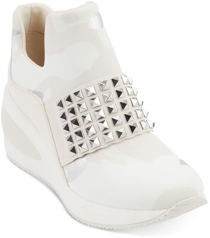 dkny women's borg wedge sneakers