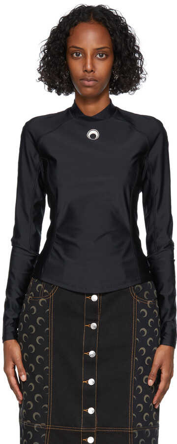 Marine Serre Black Training Second Skin Long Sleeve T-Shirt