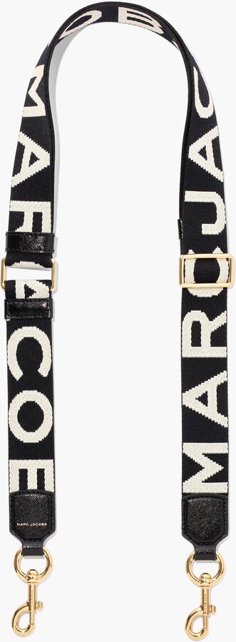 Marc Jacobs The Thin Outline Logo Black Gold Webbing Strap
