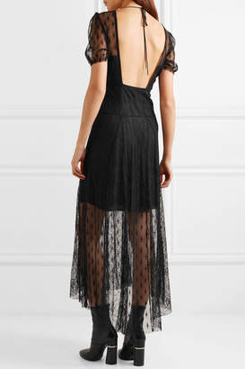 Maje Open-back Embroidered Lace Midi Dress - Black