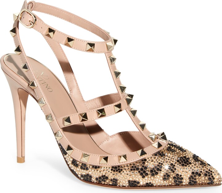 rockstud strappy pointed toe pump