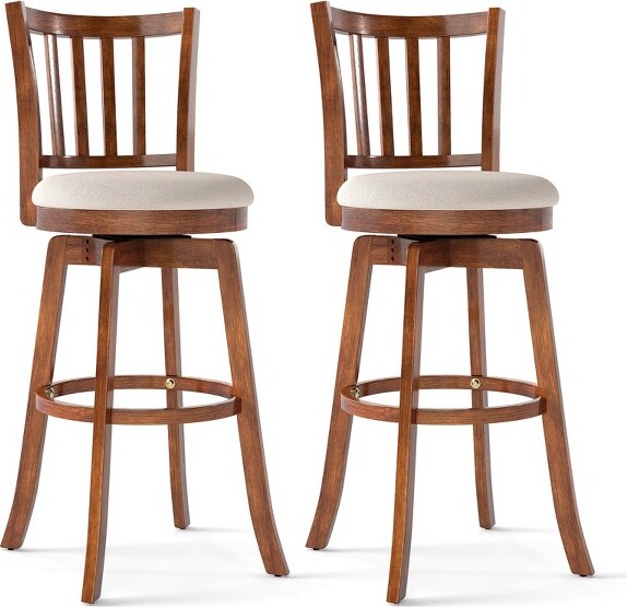Costway Costway30.5''SwivelBarstoolsSetof2w/Backrest&UpholsteredSeatFootrestforPub
