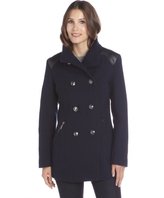 Thumbnail for your product : Kensie navy basketwoven double-breasted coat