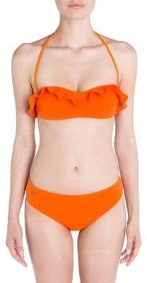 Fendi Women's Two-Piece Ruffle Bandeau Swim Set - Orange - Size 44 (10)