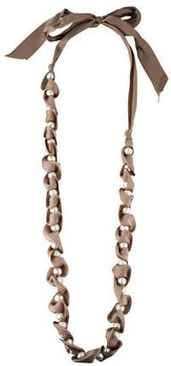 Lanvin Silk Ribbon Pearl Strand Necklace