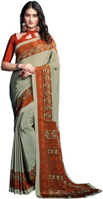 Jaanvi fashion Women's Pure Crepe Silk Printed Saree with Blouse  Piece(art-of-tradition-8813-a) - ShopStyle Tops
