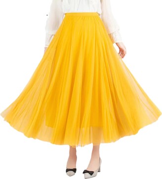Midi Yellow White Tulle Skirt Yellow Tutu Skirt Outfit Tulle Midi