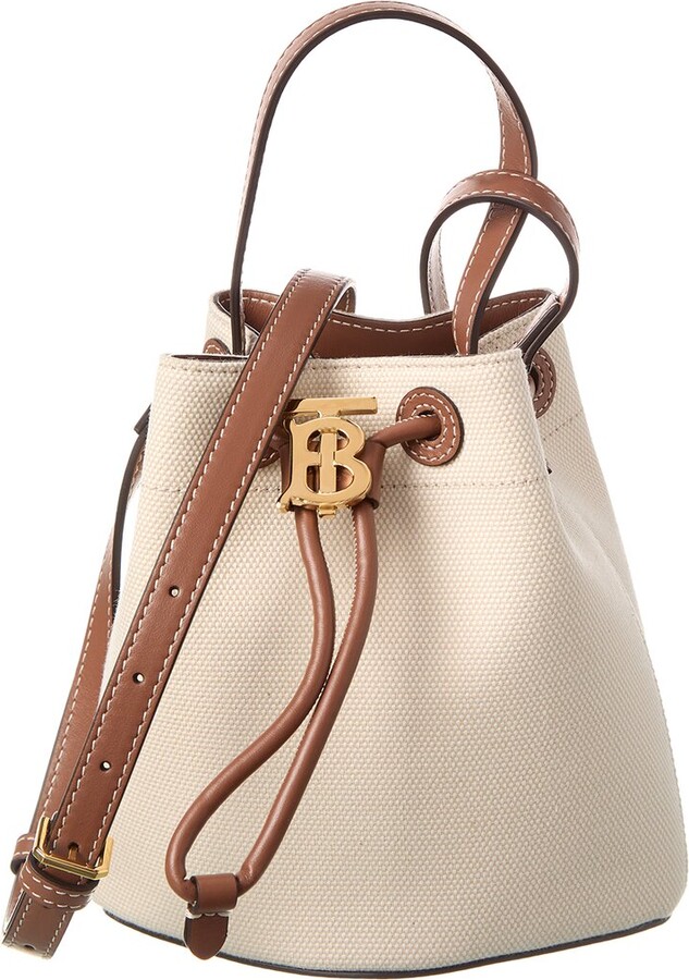 Burberry Lola Small Needle Punch Check Canvas Bucket Bag