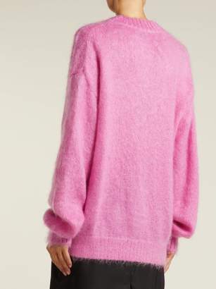 Prada Oversized Crew Neck Mohair Blend Sweater - Womens - Pink
