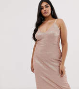 Thumbnail for your product : Club L London Plus sequin cami midi dress in pink