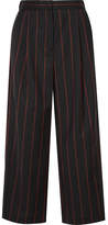 Versus Versace - Cropped Striped Wool Pants - Black