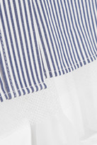 Thumbnail for your product : Sacai Luck striped cotton, silk-tulle and mesh shirt