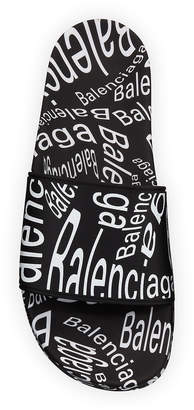 Balenciaga Men's Logo-Print Pool Slide Sandals