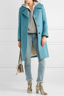Chloé Iconic Belted Wool-blend Coat - Blue
