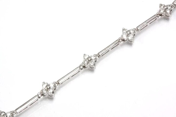 1.4 Ctw Natural Diamond | F-G, Vs Flower Bracelet/ Cluster Station Bracelet 5.5mm/ Length 6 To 8 Inches/ Solid 14K 18K Gold/April Birthstone