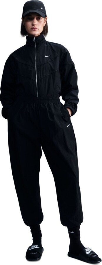 Nike Women's Windrunner Full-Zip Contrast-Trim Jacket - Black/white