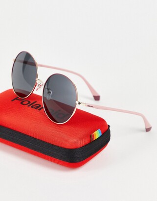 Polaroid retro round sunglasses in pink PLD 4105/G/S