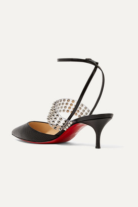 Christian Louboutin Levita 55 Spiked Pvc And Lizard-effect Leather Pumps - Black