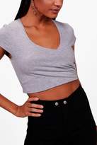 Thumbnail for your product : boohoo Basic Wrap Front Cap Sleeve Crop