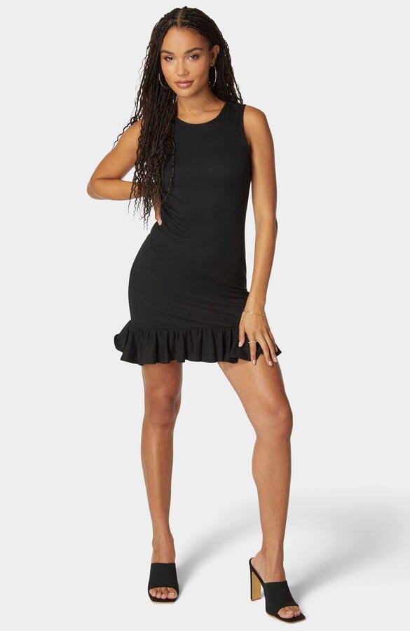 Bebe Women'S Mock Neck Sleeveless Rib Dress