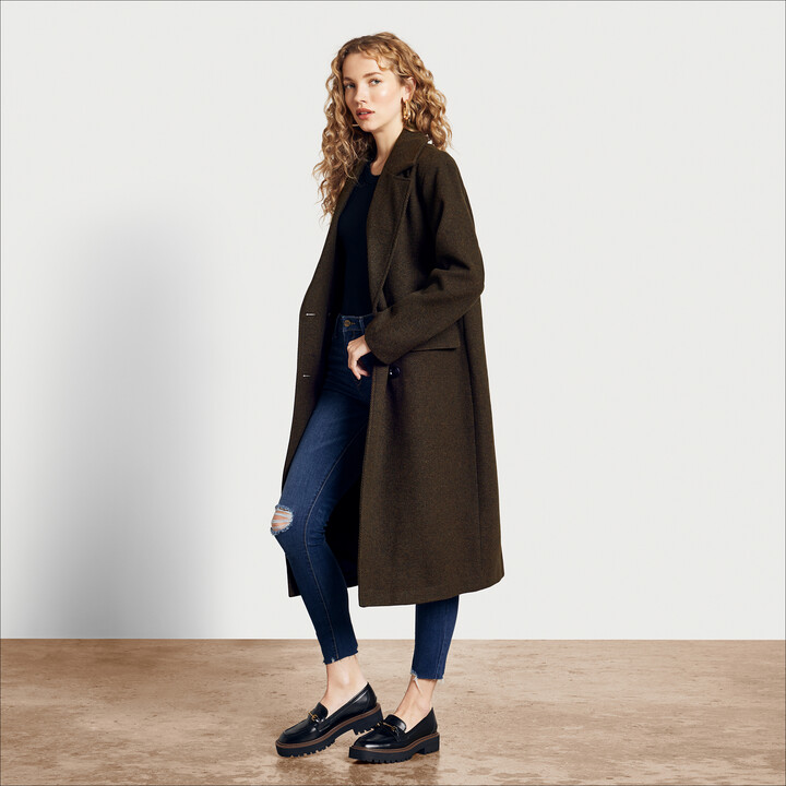 Men's Classic Notch Collar Trench Coat - Single Breasted Plaid Long Pea Coat For Business & Casual