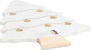 TJMAXX 16X13 Marble Tree Serving Board With Brass Baubles