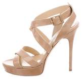 Thumbnail for your product : Jimmy Choo Patent Leather Crossover Strap Sandals Tan Patent Leather Crossover Strap Sandals