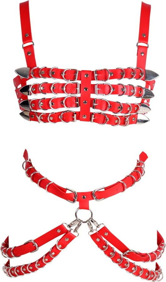 Punk Style Body Mit Hosenträger Set - Verstellbare Gothic Unterwäsche Für Damen