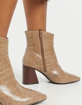 Thumbnail for your product : Simply Be extra wide fit heeled boot in taupe croc