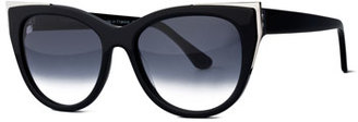 Thierry Lasry Epiphany Capped Cat-Eye Sunglasses, Black/Silver
