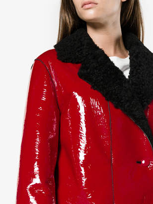 Christopher Kane Patent Leather Coat With Shearling Lining