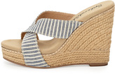 Thumbnail for your product : Splendid Kalypso Striped Crisscross Wedge Sandal, Navy