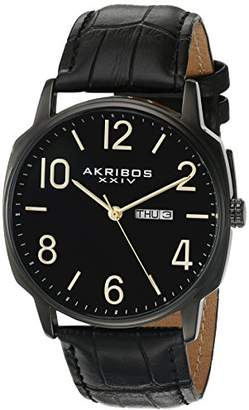 Akribos XXIV Men's AK801BK Quartz Movement Watch with Dial and Leather Strap