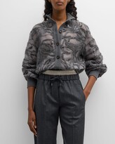 Thumbnail for your product : Brunello Cucinelli Paillette Ramage Embroidered Crop Crispy Silk Cardigan
