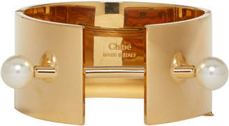 Chloé Gold Large Darcey Pearl Bracelet