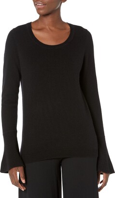 Lark & Ro Women's Sweaters Crewneck Cashmere Sweater with Flute Sleeves