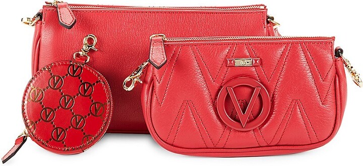 Valentino by Mario Valentino Demi 3-In-1 Quilted Leather Shoulder Bag &  Pouch Set - ShopStyle