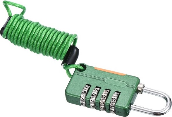 Unique Bargains Gym Locker Backpack Suitcase 4 Digit Combination Padlock with Spring Cable Green 1 Pc