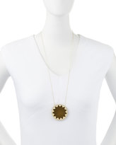 Thumbnail for your product : House Of Harlow Sunburst Snake-Embossed Pendant Necklace, Olive