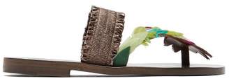 álvaro - Alberta Feather Embellished Sandals - Womens - Brown Multi