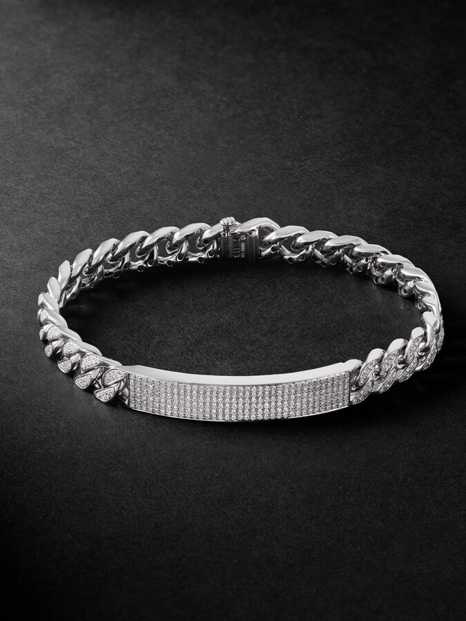 18-Karat White Gold Diamond ID Bracelet