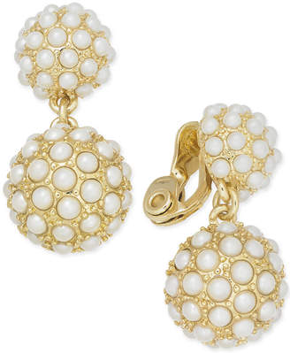 Charter Club Gold-Tone Imitation Pearl Ball Clip-On Drop Earrings, Created for Macy's